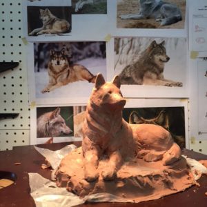 13 wolf sculpture