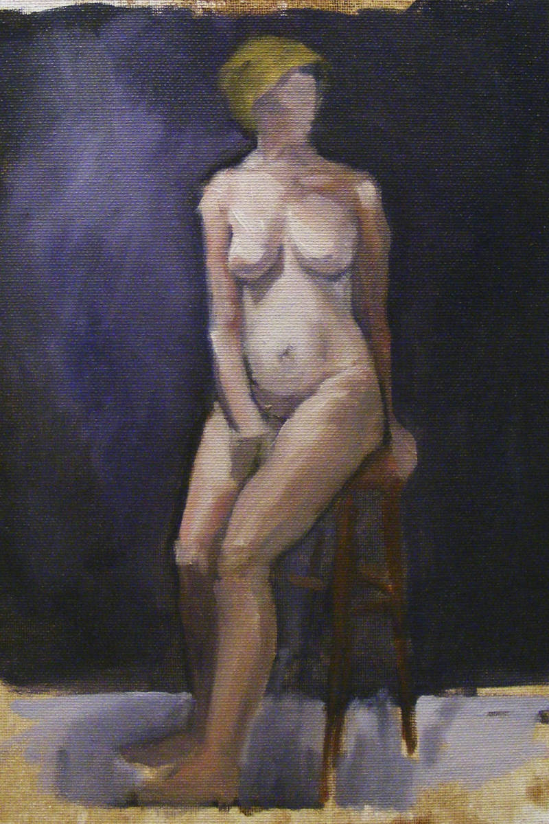 Jaime seated nude - oil on panel - 10” x 12” - FOR SALE (email for price)