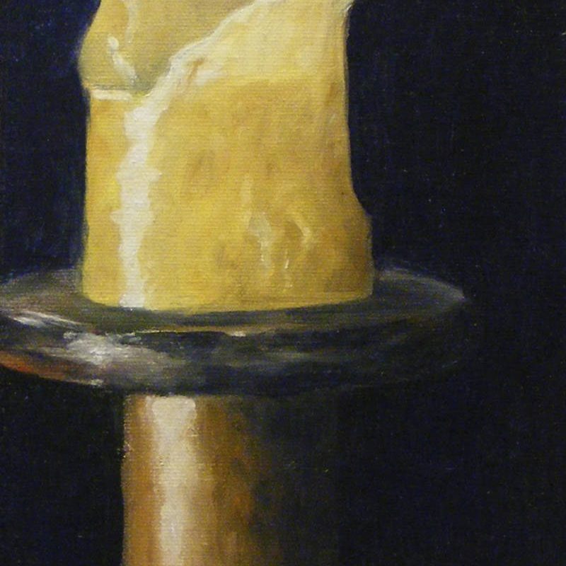Candle 1 - oil on canvas/framed w/linen liner - 6” x 8” - FOR SALE (email for price)