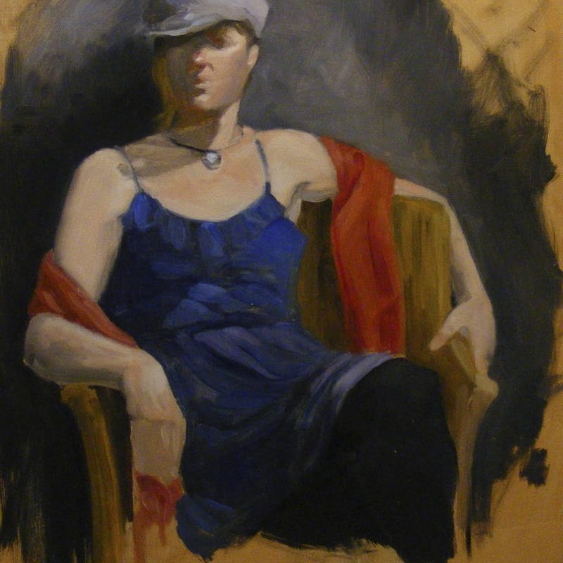 Barbara seated - oil on panel - 14” x 18” - FOR SALE (email for price)